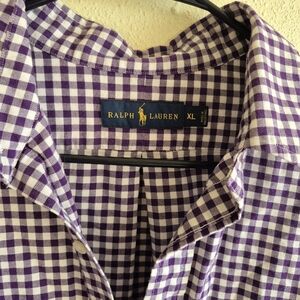 Ralph Lauren Purple Gingham Long Sleeve Button Up Shirt Mens Size XL